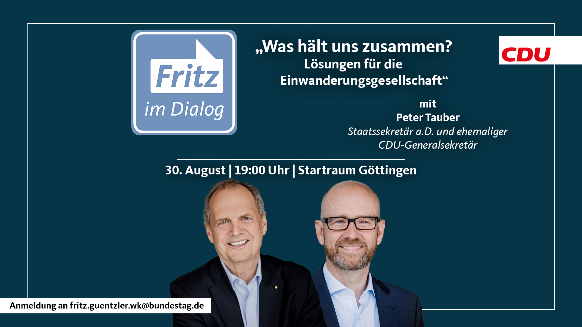 Mehr über den Artikel erfahren Fritz im Dialog mit Dr. Peter Tauber: Was hält uns zusammen – Deutschland als Einwanderungsland
