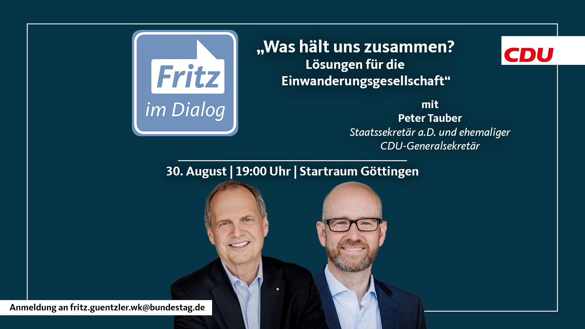 Read more about the article Fritz im Dialog mit Dr. Peter Tauber: Was hält uns zusammen – Deutschland als Einwanderungsland